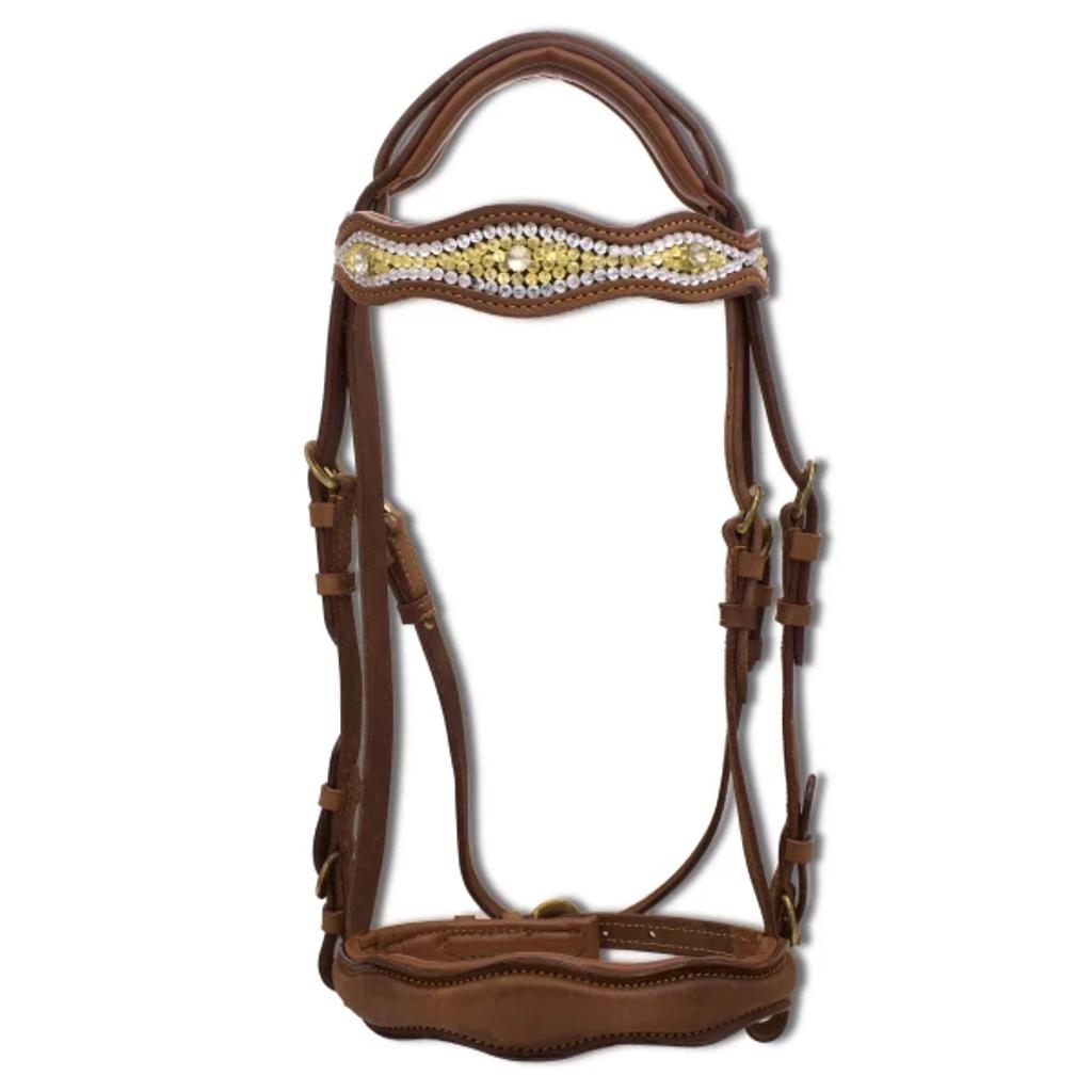 Englisches Reithalfter, sehr weich unterlegte Englischtrense in barockem Stil