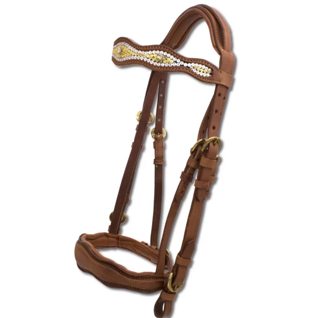 Englisches Reithalfter, sehr weich unterlegte Englischtrense in barockem Stil
