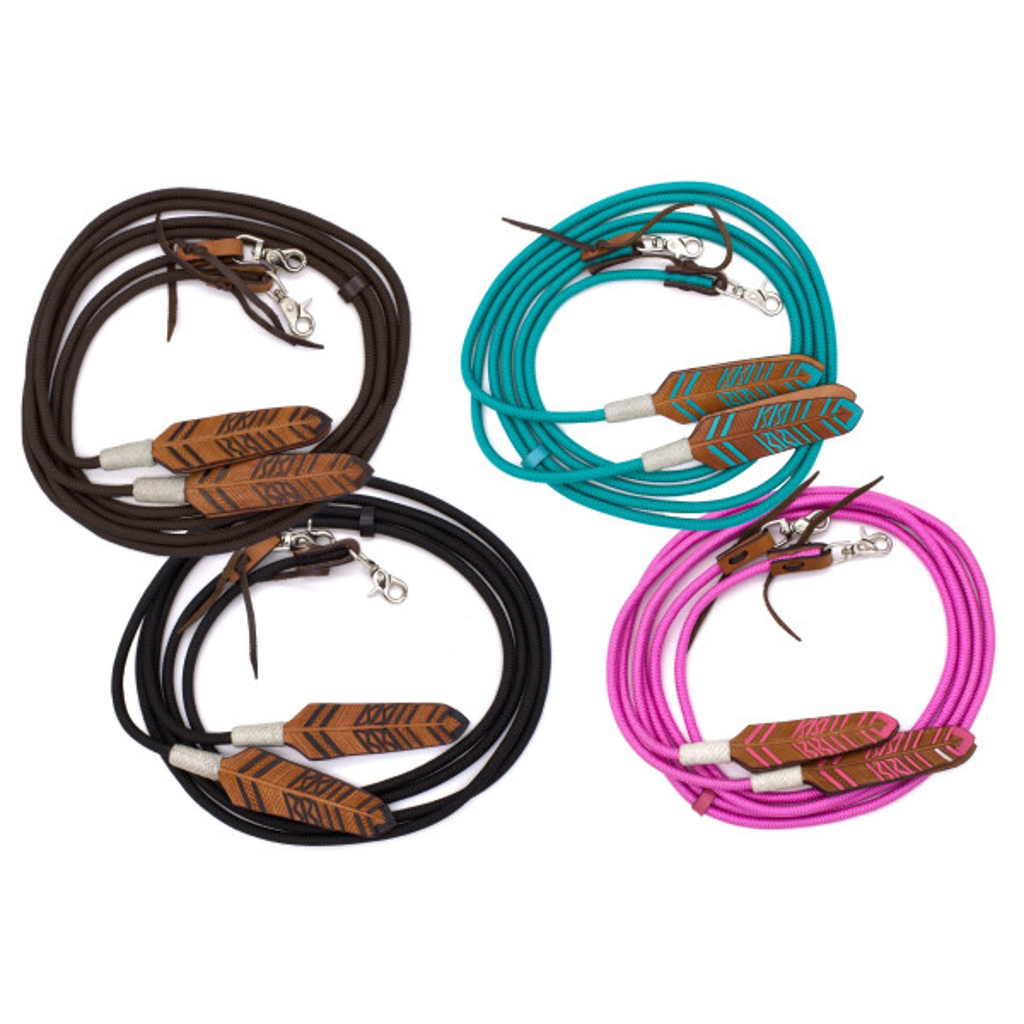 Western Nylonzügel geflochten mit Lederklatsche und austauschbaren Snaps