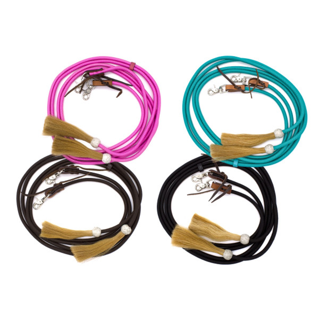 Western Nylonzügel mit Rosshaar Tasseln und wechselbaren Snaps