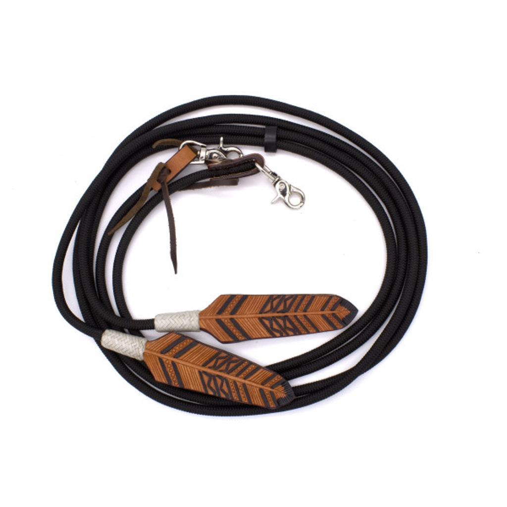 Western Nylonzügel geflochten mit Lederklatsche und austauschbaren Snaps
