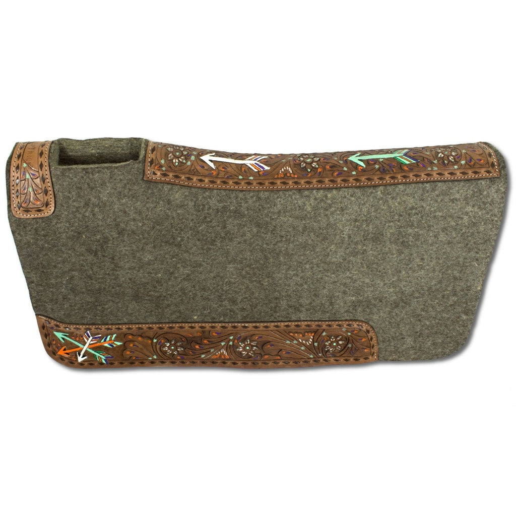 Westernpad Wollfilz mit punzierten Blumen und Pfeilen