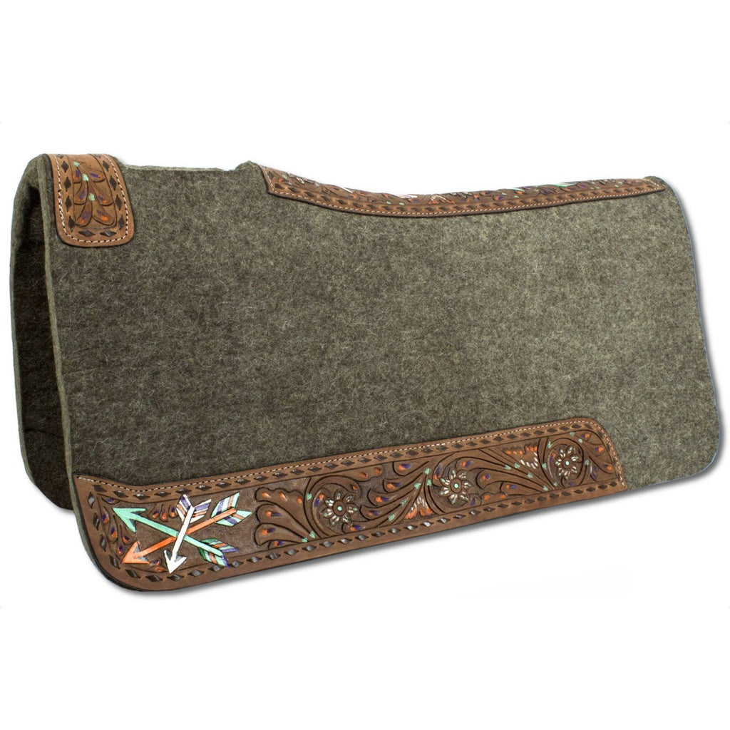 Westernpad Wollfilz mit punzierten Blumen und Pfeilen