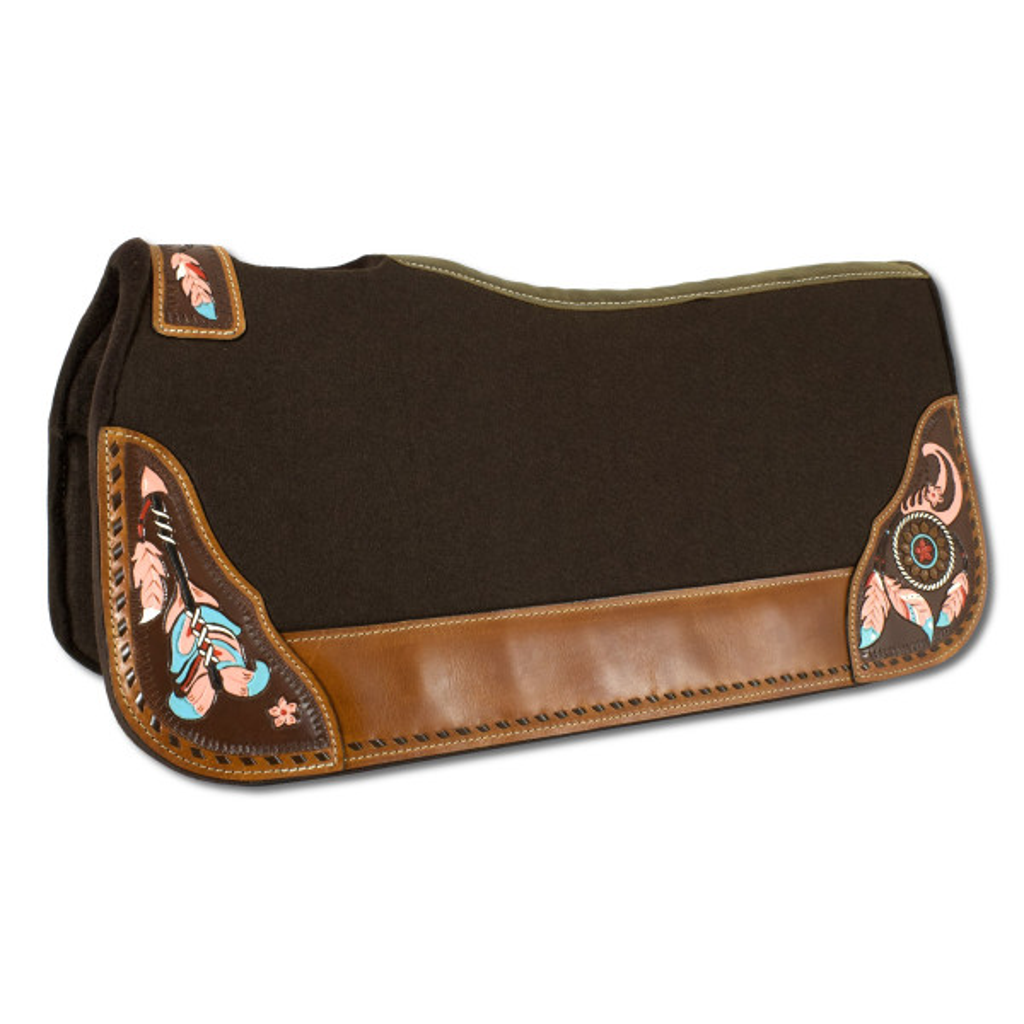 Western-Filzpad, Westernpad mit Lederbesatz Pfeil & Feder