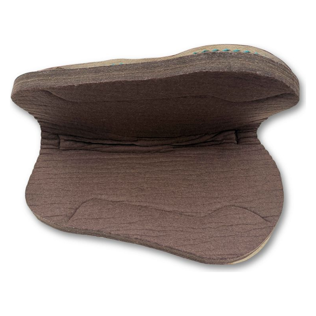 Wollfilz-Westernpad Roundskirt – Braun mit floraler Punzierung & türkisen Akzenten