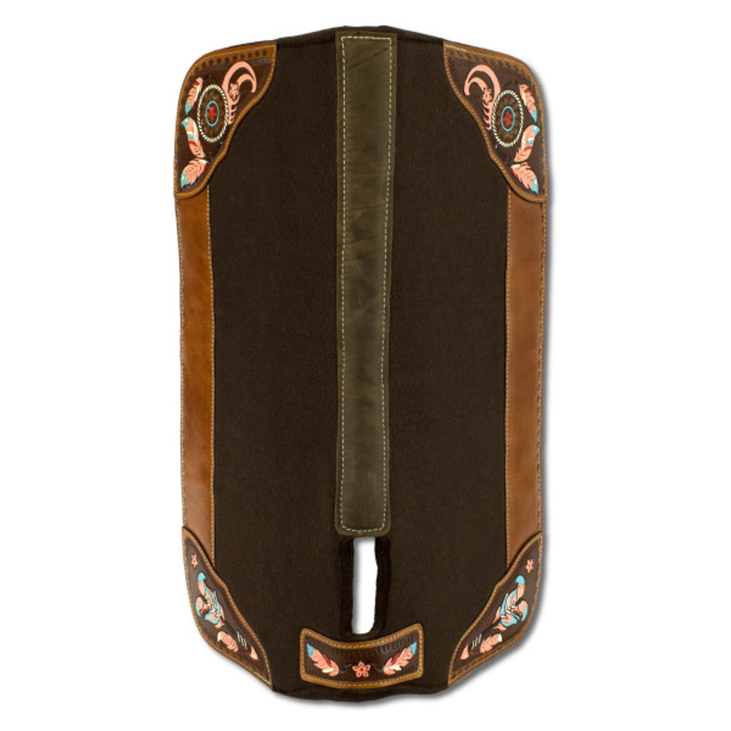 Western-Filzpad, Westernpad mit Lederbesatz Pfeil & Feder