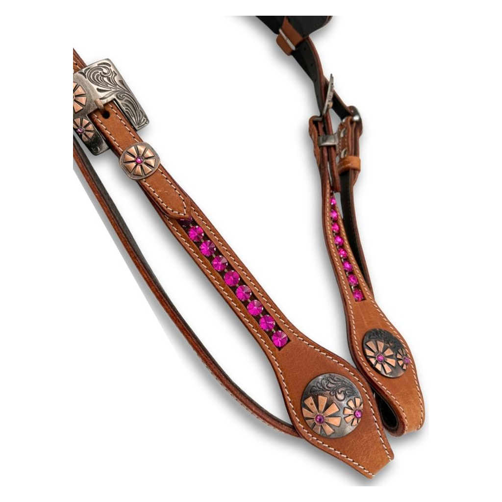 Stirnriemen Westerntrense pink, mit funkelnden Steinen