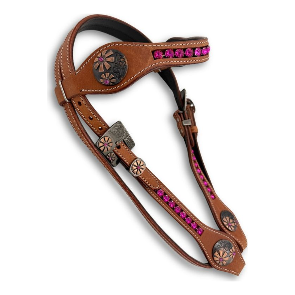 Stirnriemen Westerntrense pink, mit funkelnden Steinen