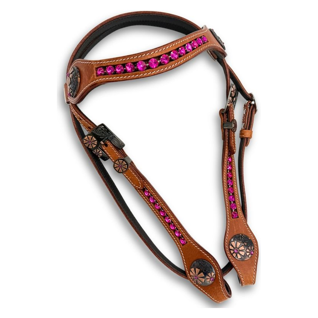 Stirnriemen Westerntrense pink, mit funkelnden Steinen